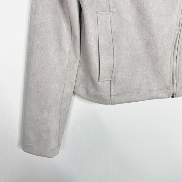Bagatelle Collection Womens Medium M Gray Faux Suede Moto Jacket Asymmetrical - Picture 6 of 14